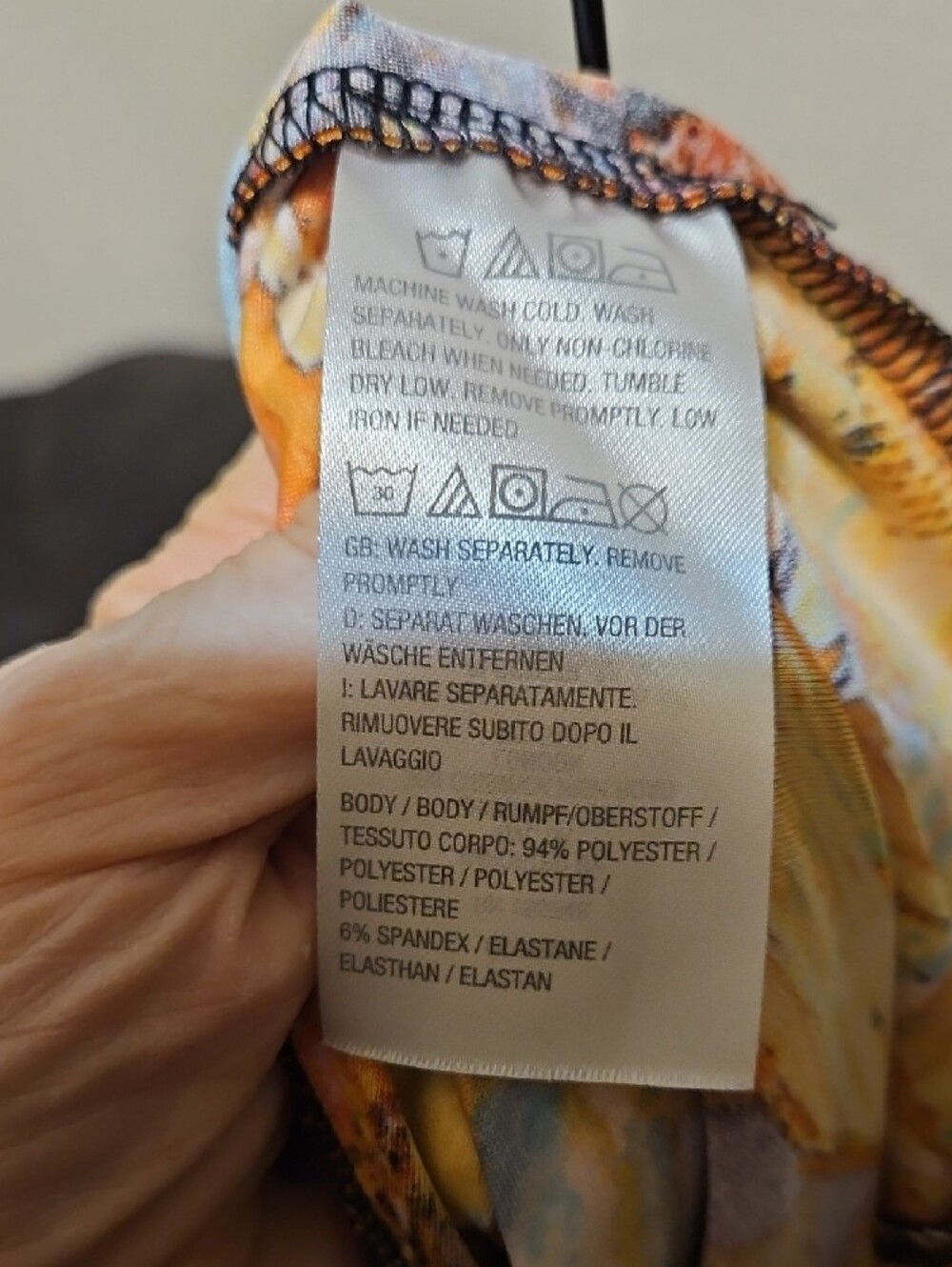 Attitudes by Renee Vibrant Orange & Blue Abstract V-Neck Maxi Dress - Picture 9 of 9